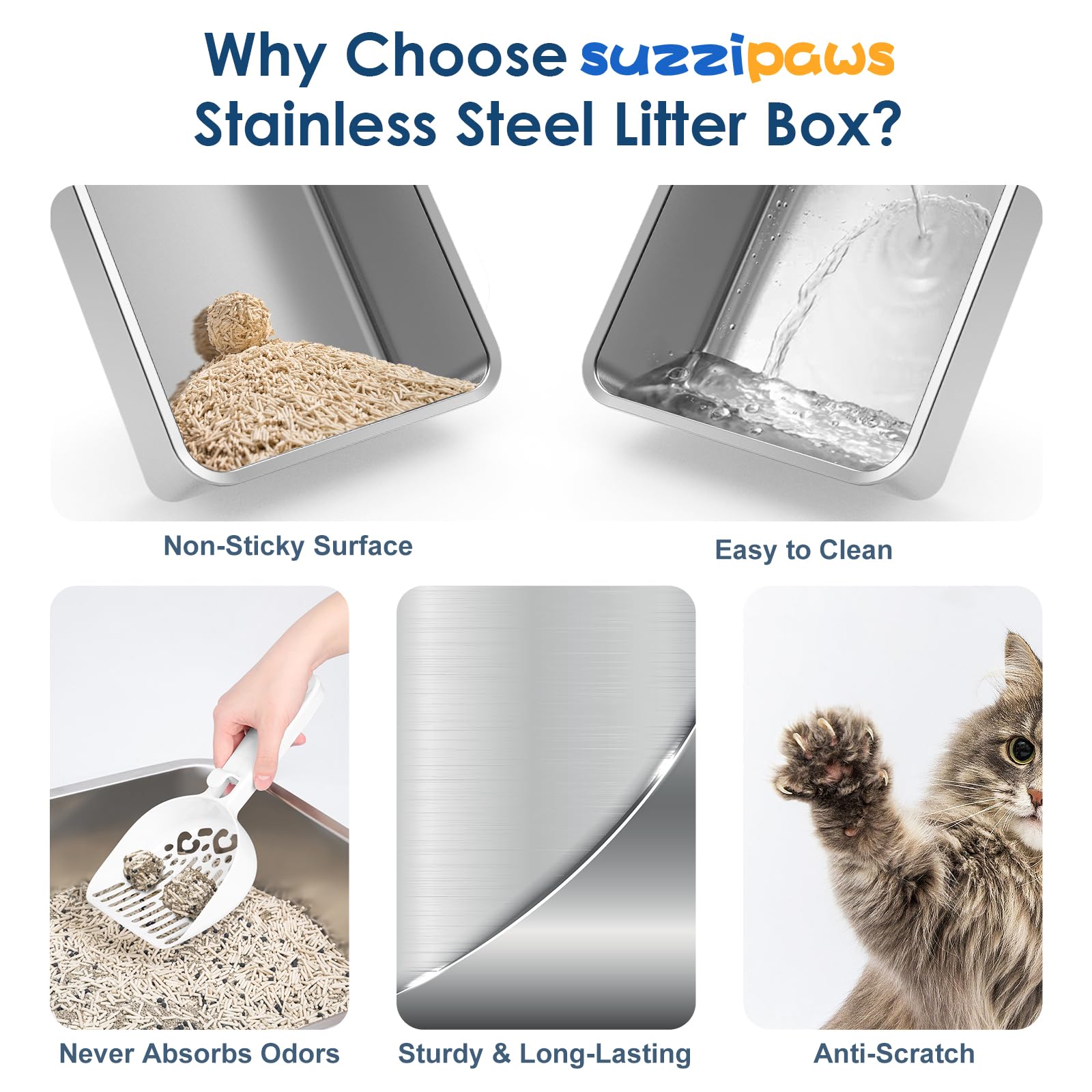 Suzzipaws included scooper improves daily cleaning efficiency.