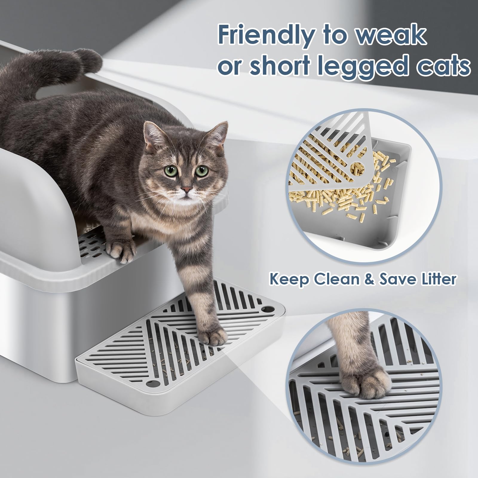 Suzzipaws metal litter pan with overlap design to stop urine leaks.