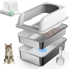 Suzzzipaws stainless steel litter box with lid — durable design for odor control.