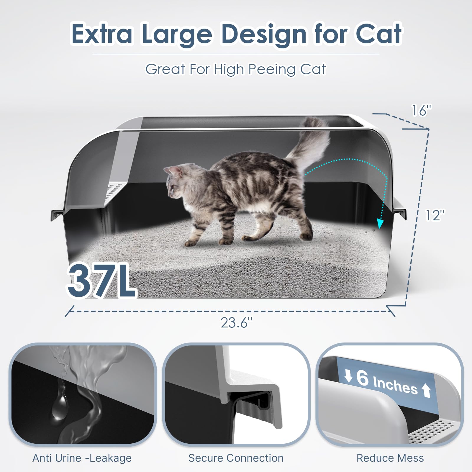 Suzzipaws teflon-coated steel litter box cleans easily with no sticky residue