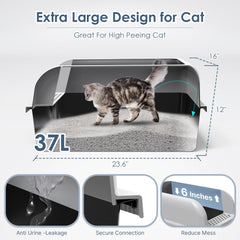 Suzzipaws teflon-coated steel litter box cleans easily with no sticky residue