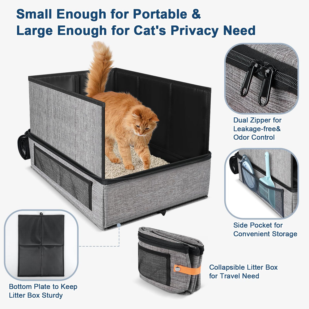 Suzzipaws travel litter box dimensions 17.7 by 13.5 by 13.75 inches