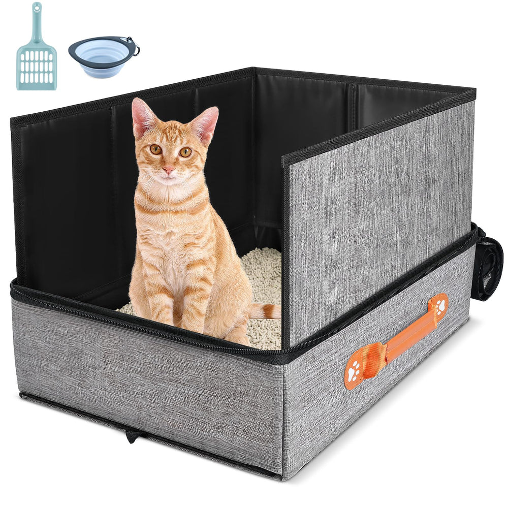 Suzzipaws travel litter box with lid showing containment for cleaner trips