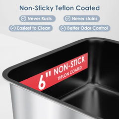 Suzzipaws XL stainless steel litter box measures 23.6 by 16 inches for big cats