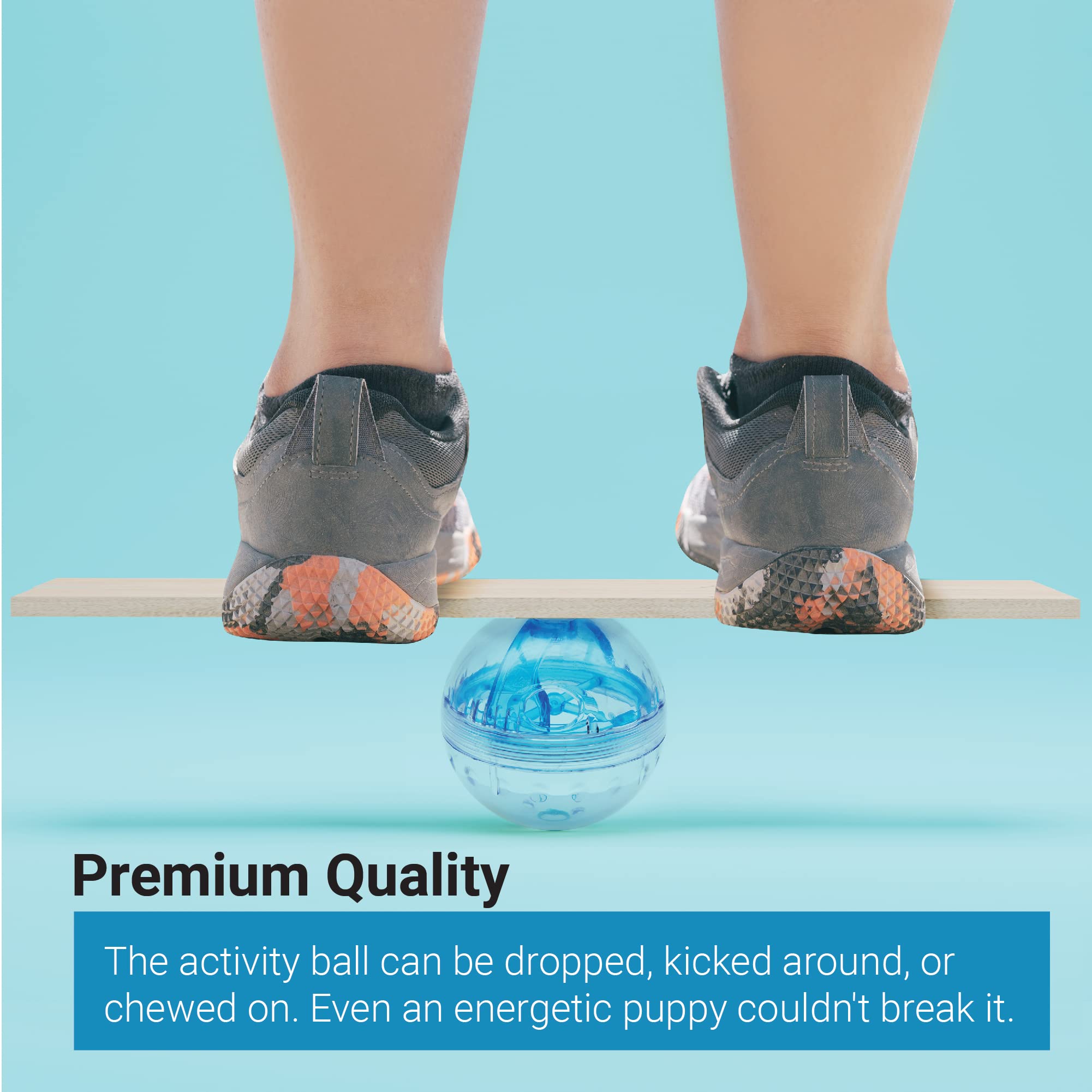 SVD.PET dog treat ball blue action dispenses treats during play.