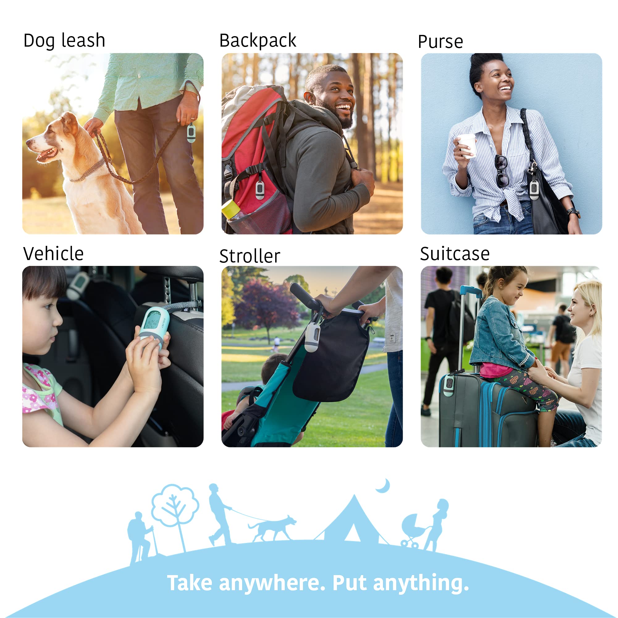 SVD.PET Pearl White dispenser as a compact walking accessory for bags