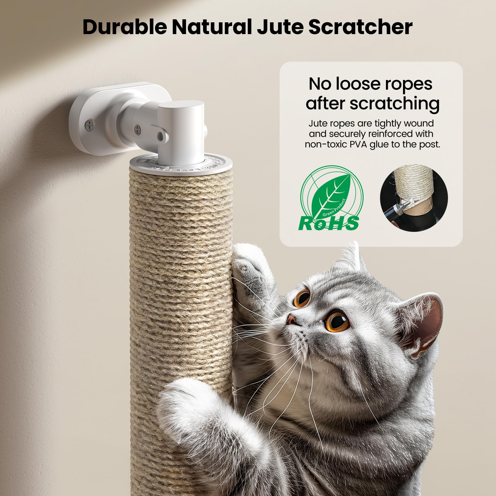 SVD.PET jute post close-up reveals tightly wound rope for lasting scratching.