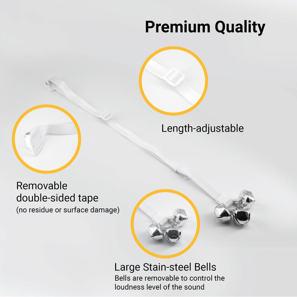 SVD.PET puppy bell closeup bells highlights rust-proof stainless steel for lasting durability.