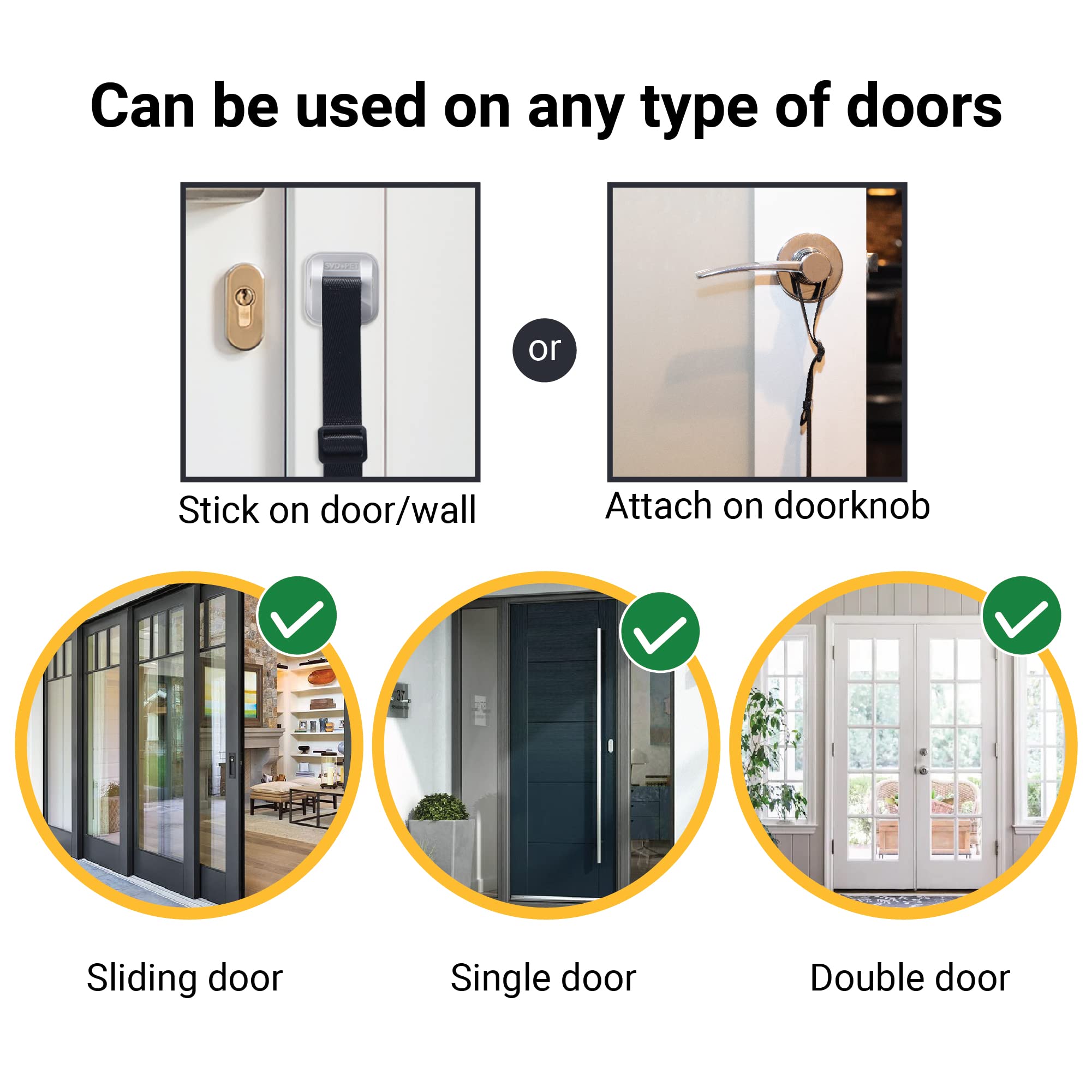 SVD.PET puppy bell height adjustable demonstrates versatile placement on door or wall.