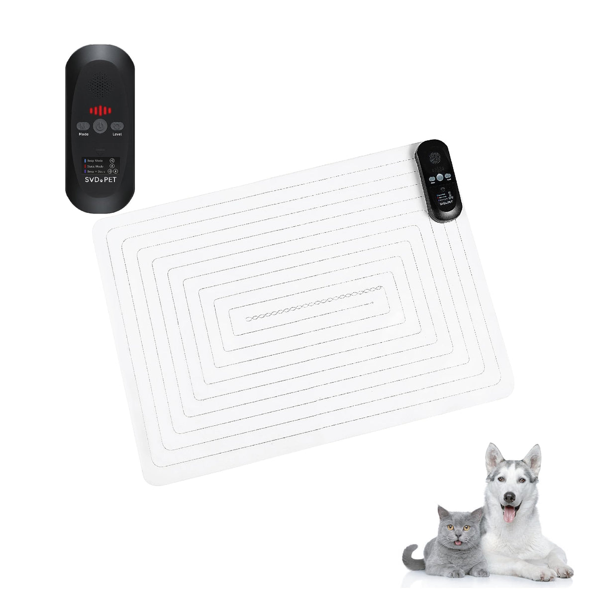 SVD.PET training mat 22x16 shows compact indoor training setup