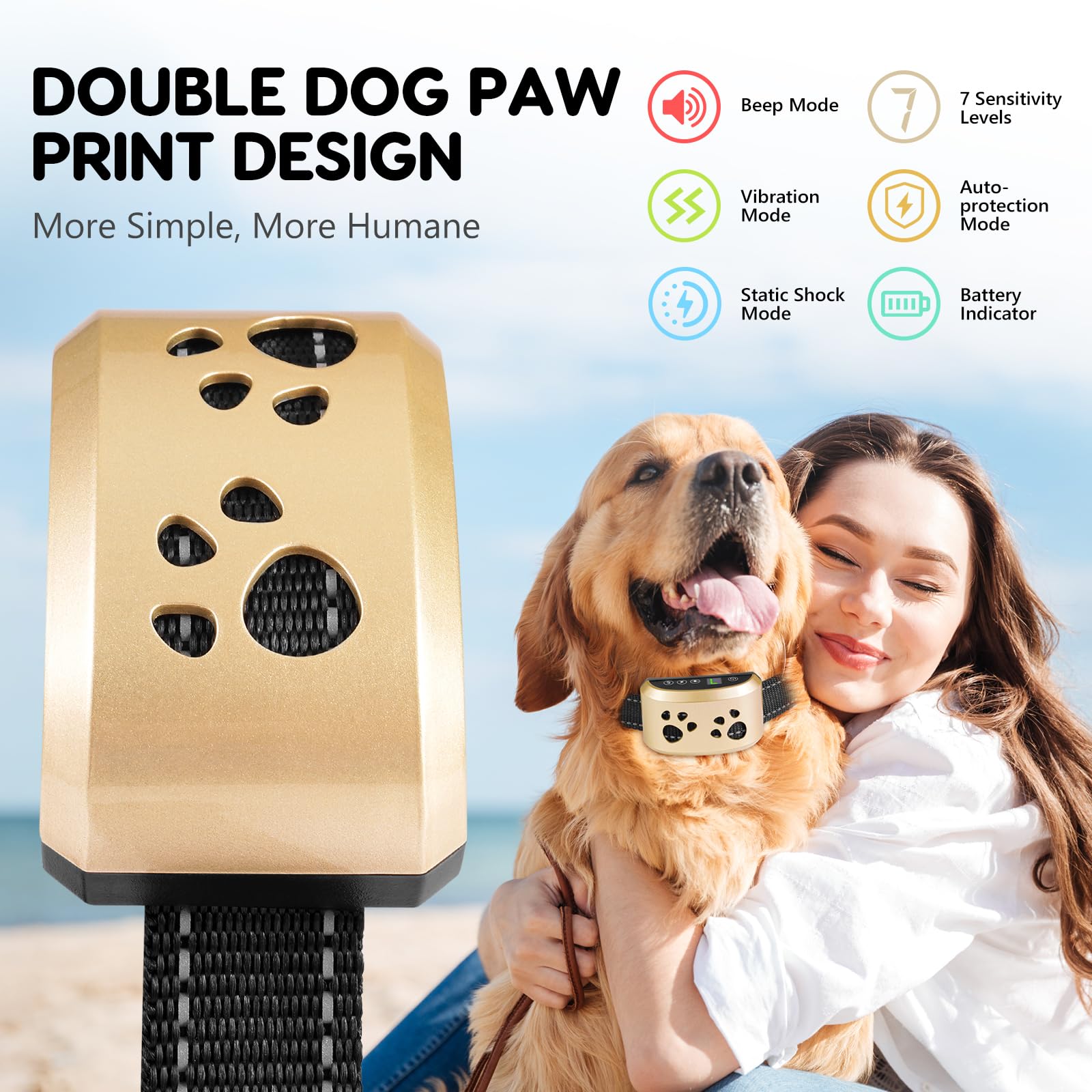 Svtrat bark collar on dog neck enabling discreet training during walks