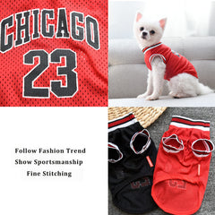 SVVOOD dog basketball jersey red-black side view, sporty look for active dogs during play.