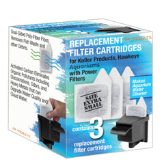 SW PRODUCTS Koller XS filter cartridges 3-pack shown for easy replacement and small-tank filtration