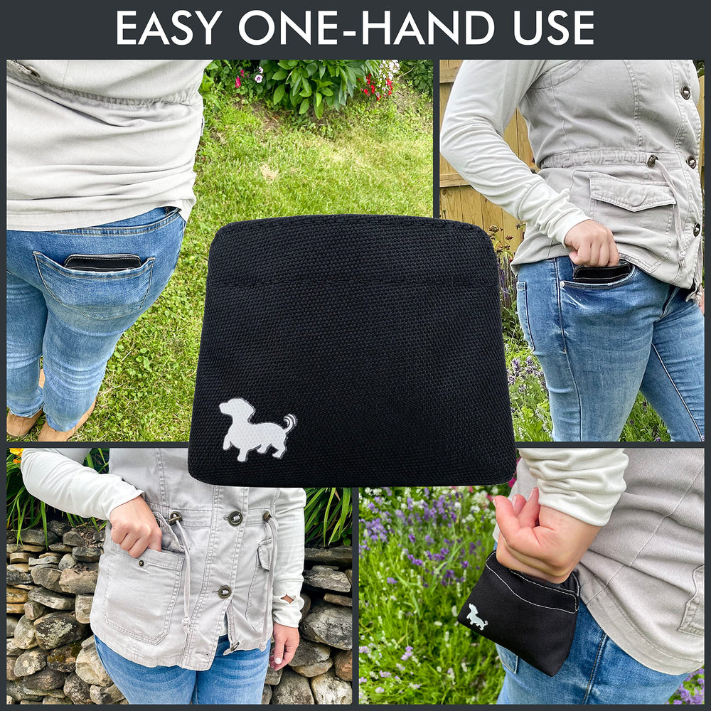 Swaggly small dog treat pouch made of durable vegan fabric that wipes clean easily