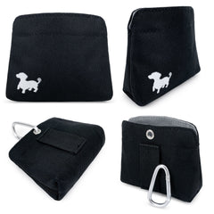 Swaggly small dog treat pouch tucked in pocket for discreet treats on the go
