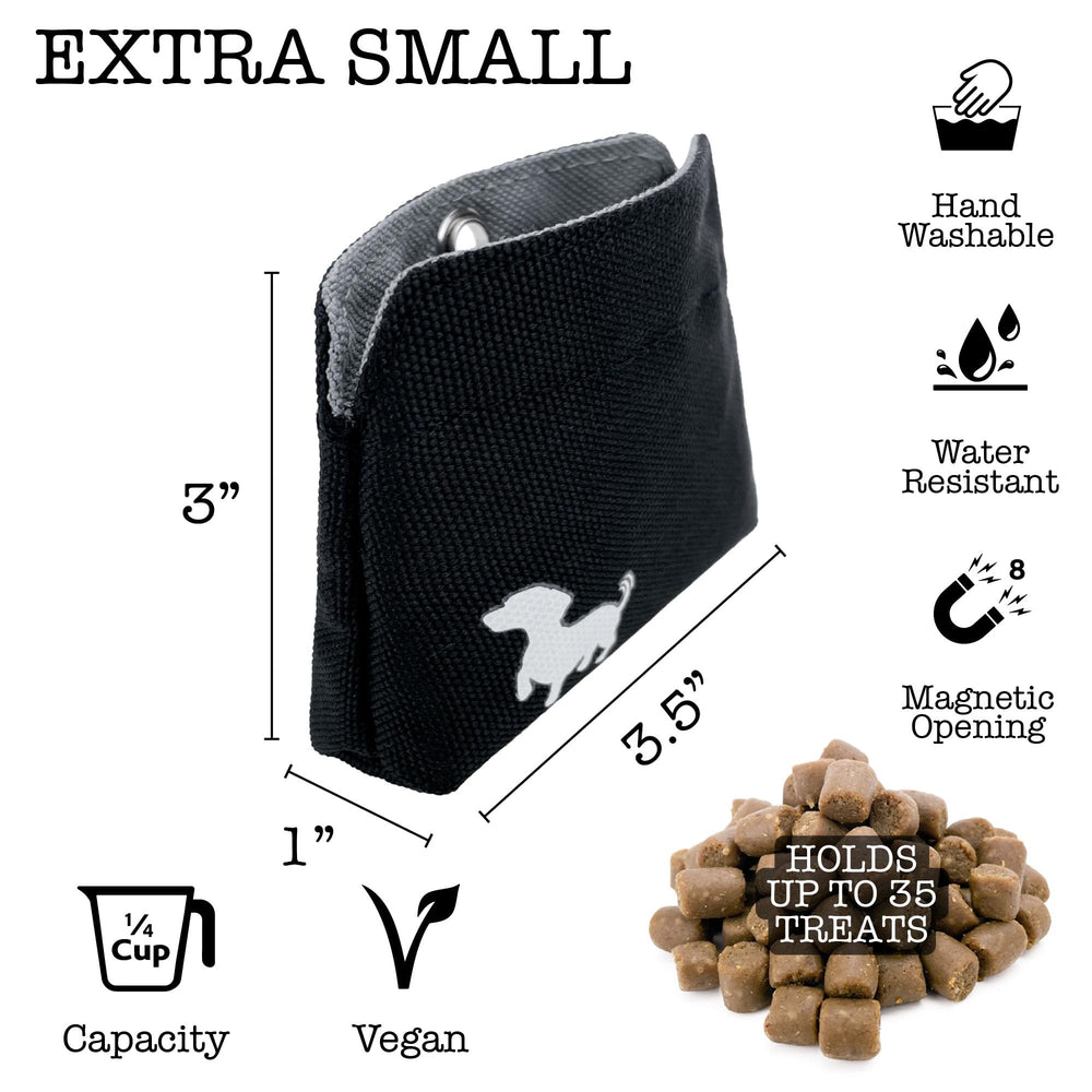 Swaggly treat pouch clipped on waistband for easy access during training.