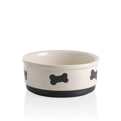 Sweejar bone-pattern ceramic dog bowl with a stable base for mess-free meals.