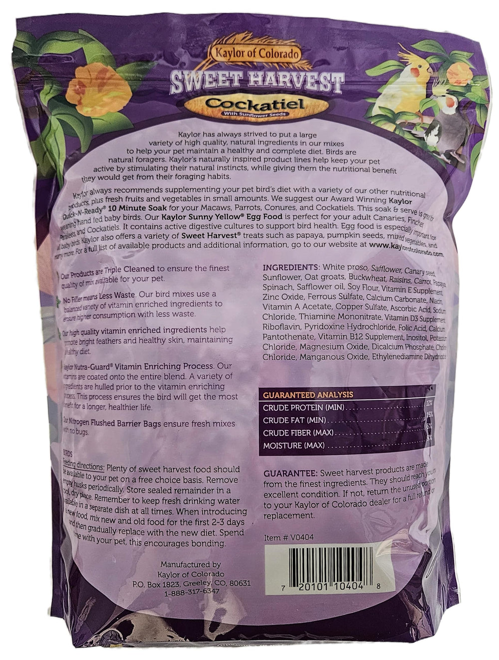 Sweet Harvest cockatiel seed mix closeup shows vibrant seeds for energy and variety.