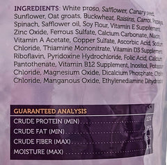 Sweet Harvest sunflower seeds visible in mix promise appealing flavors for picky cockatiels.