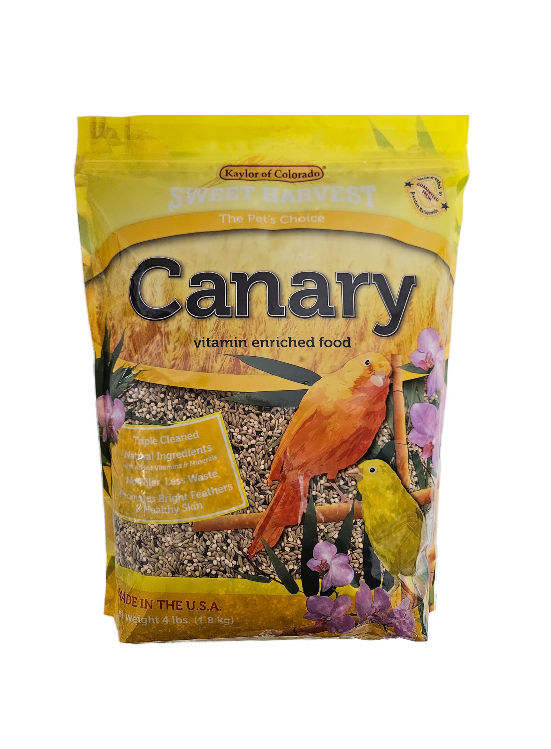 Sweet Harvest Kaylor-Made bird food 4lb bag for easy storage and feeding.