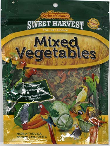 Sweet Harvest mixed-vegetables-treat-bag: 2.5 oz package for healthy bird snacking.