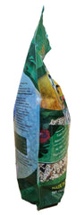 Sweet Harvest parrot food bag back panel highlights vitamins and minerals