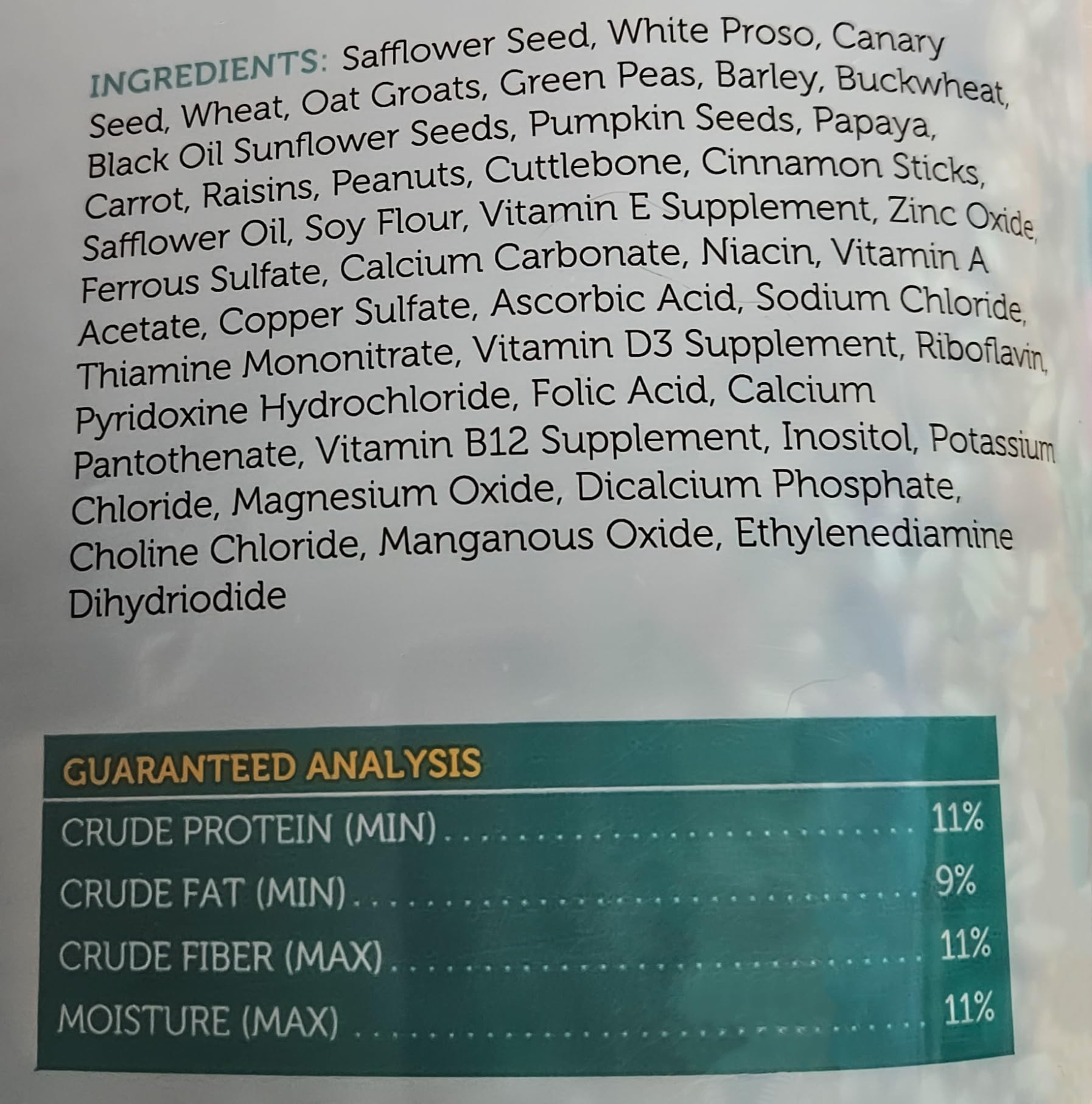 Sweet Harvest enriched with vitamins and minerals supports daily vitality in birds.
