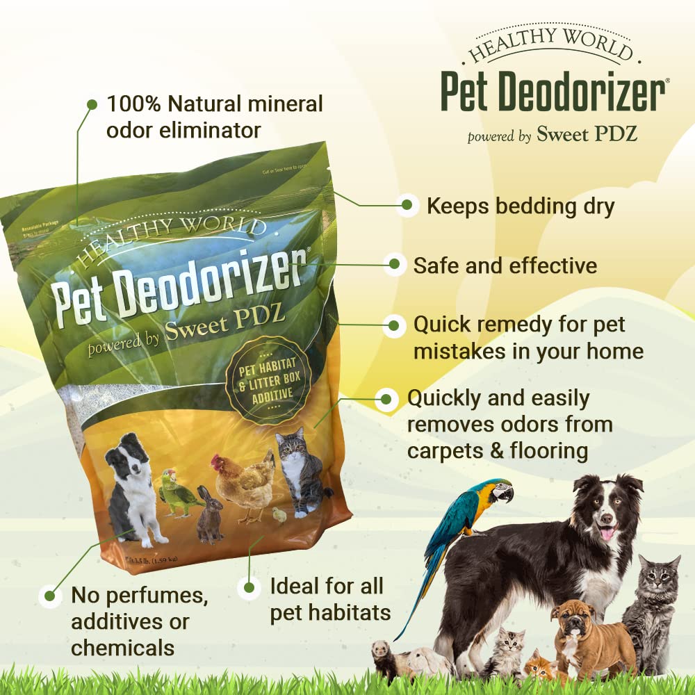 Sweet PDZ Healthy World bedding-odor-removal illustrates fresh pet spaces.
