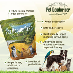 Sweet PDZ Healthy World bedding-odor-removal illustrates fresh pet spaces.