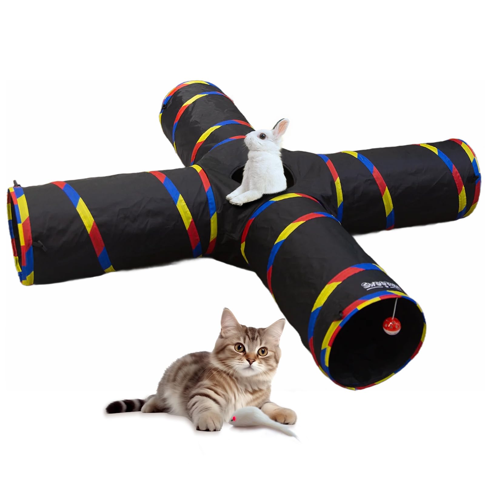 SweetBin 47-inch cat tunnel collapsible for travel and storage.