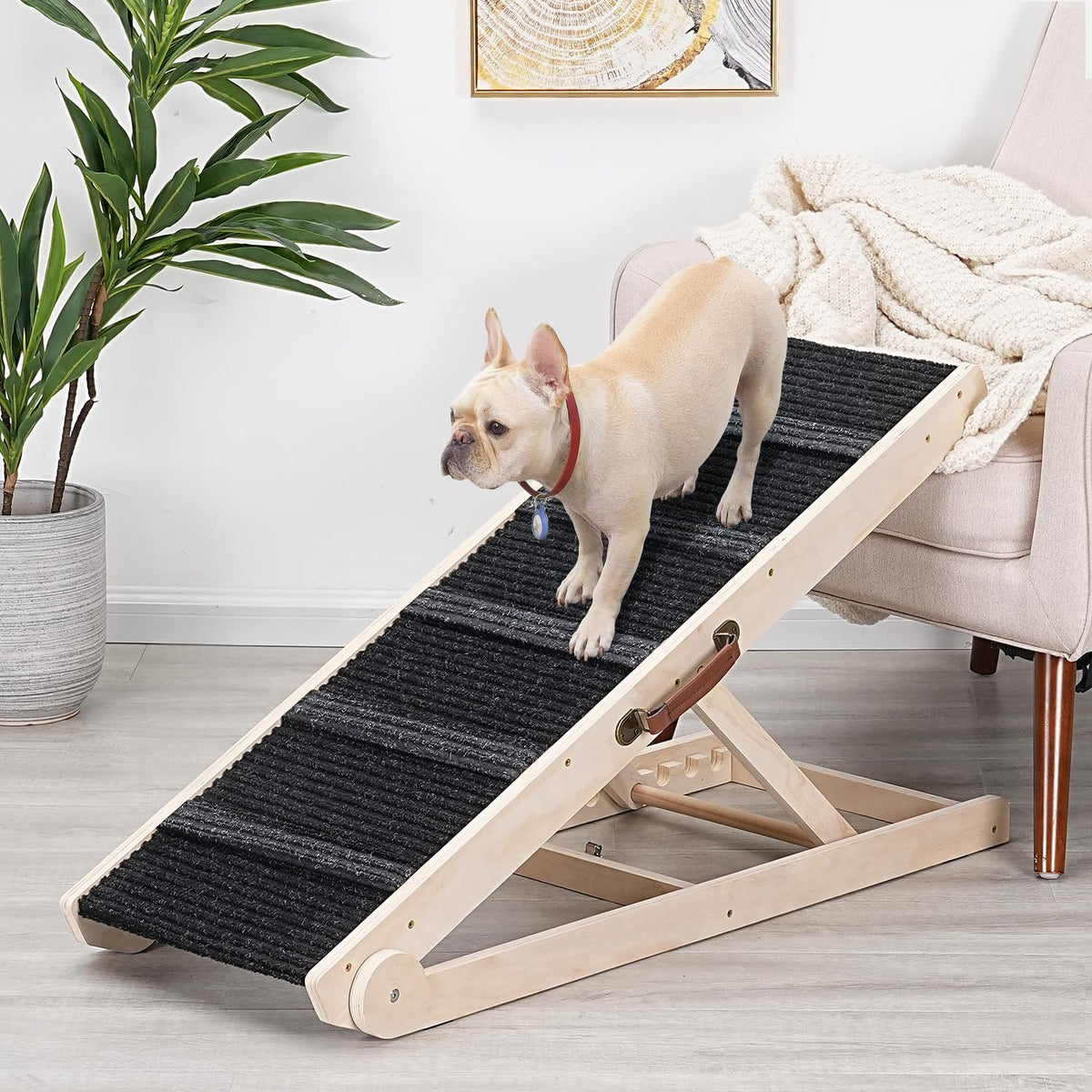 SweetBin dog ramp bed folded, ultra-compact storage for easy under-bed stowaway.