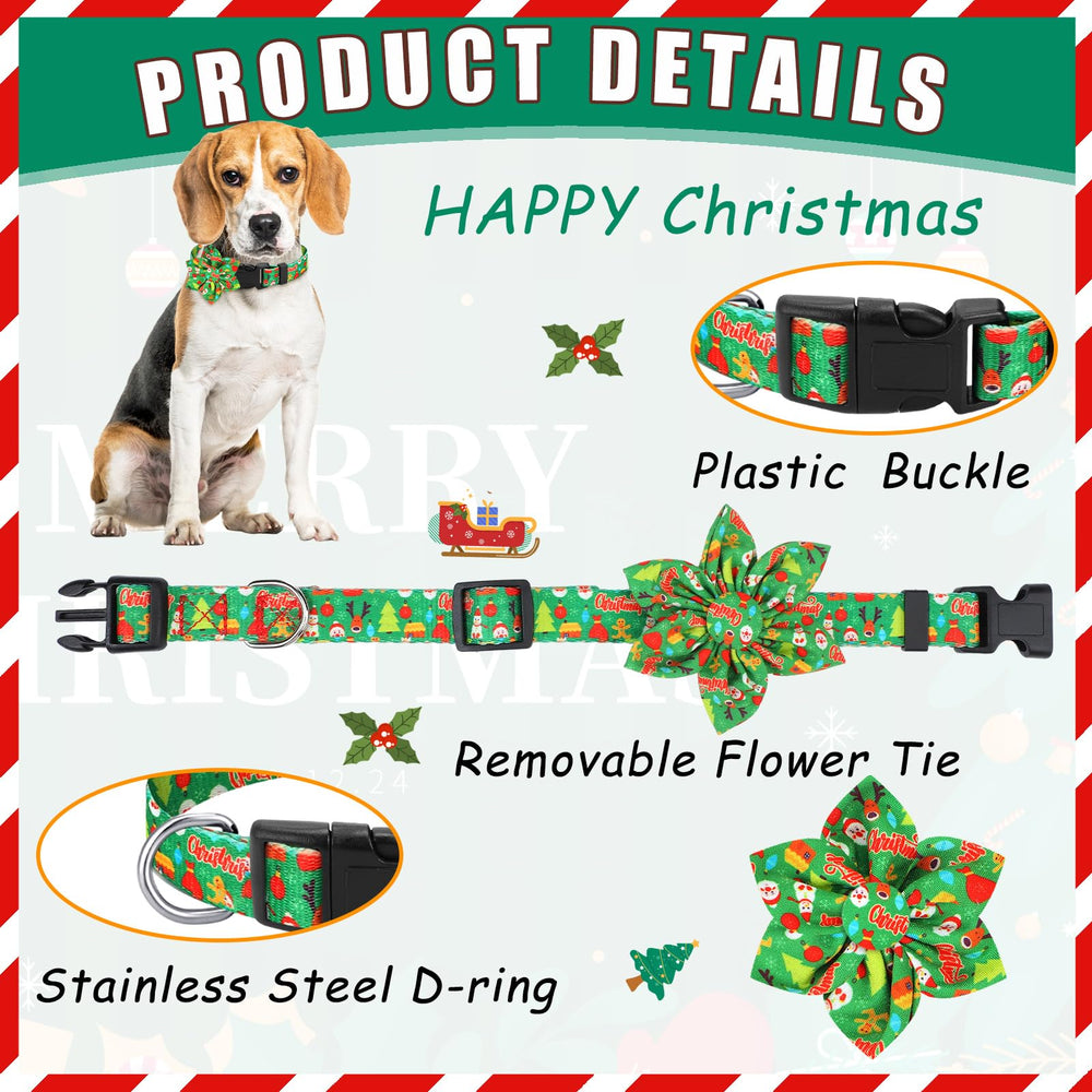 Sweetude Christmas dog collar Christmas tree pattern enhances playful holiday style.