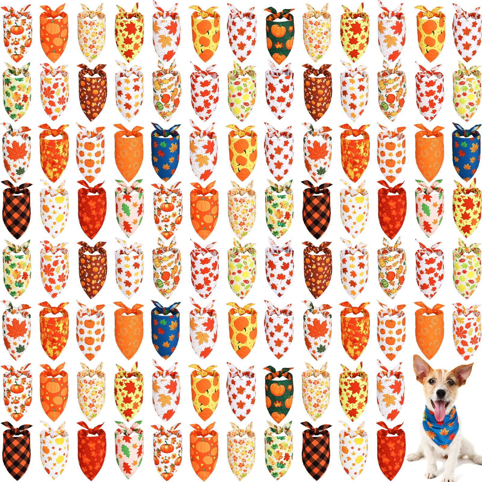 Sweetude pumpkin pattern dog bandana adds festive style for autumn photos