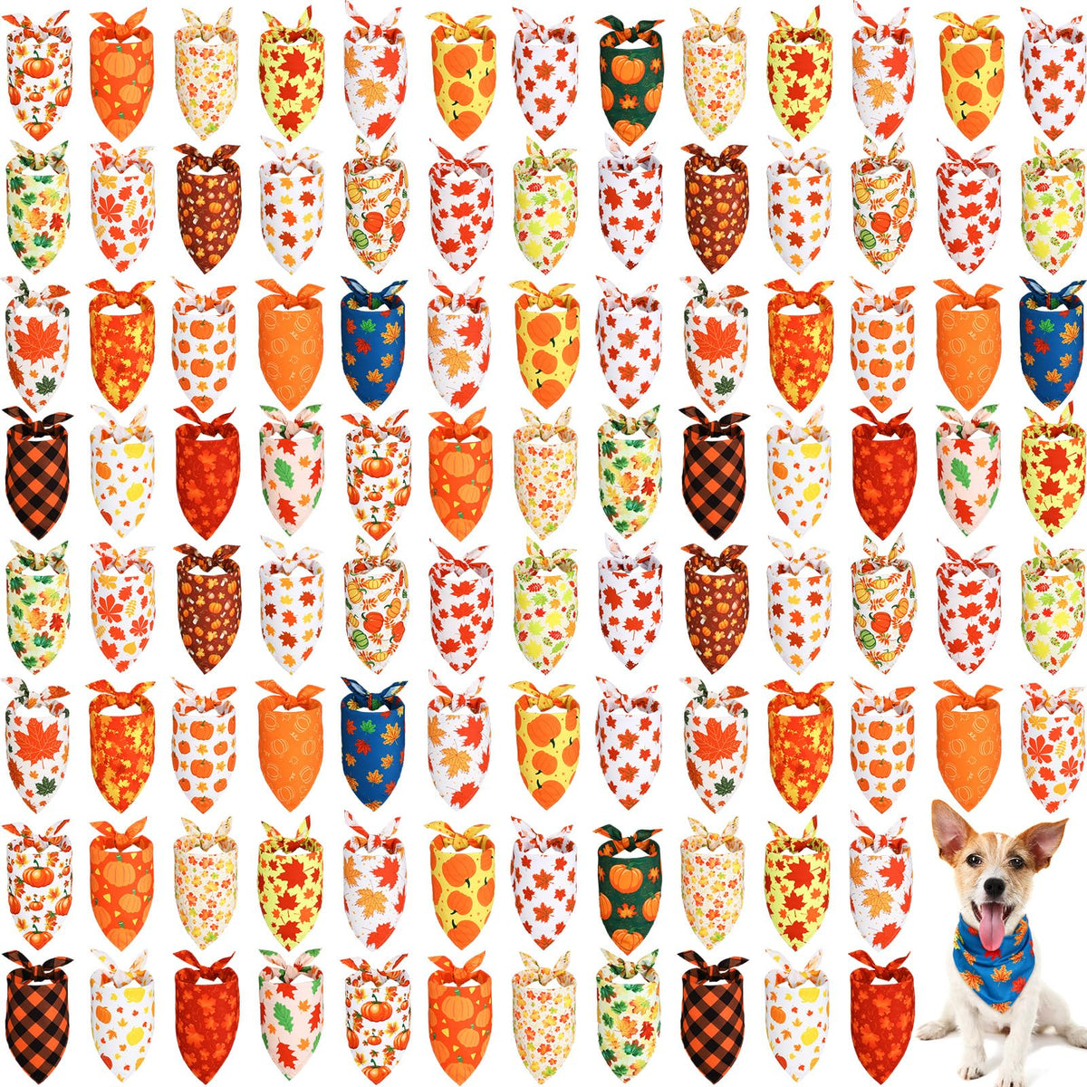 Sweetude pumpkin pattern dog bandana adds festive style for autumn photos