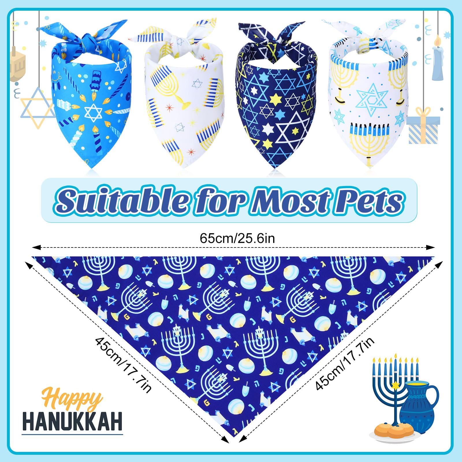 Sweetude Hanukkah dog bandana star of david letter design