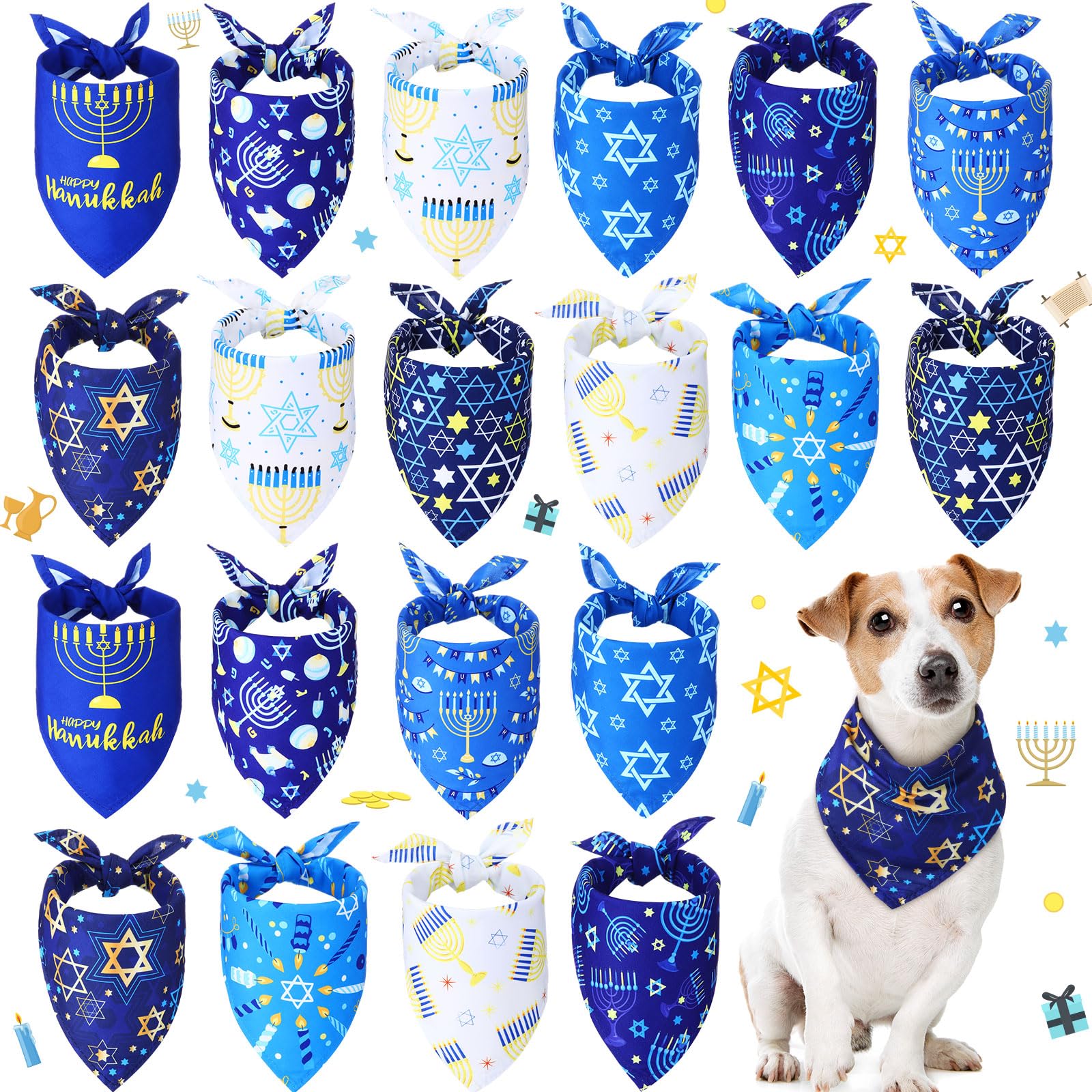 Sweetude Hanukkah dog bandana star design for festive pet styling