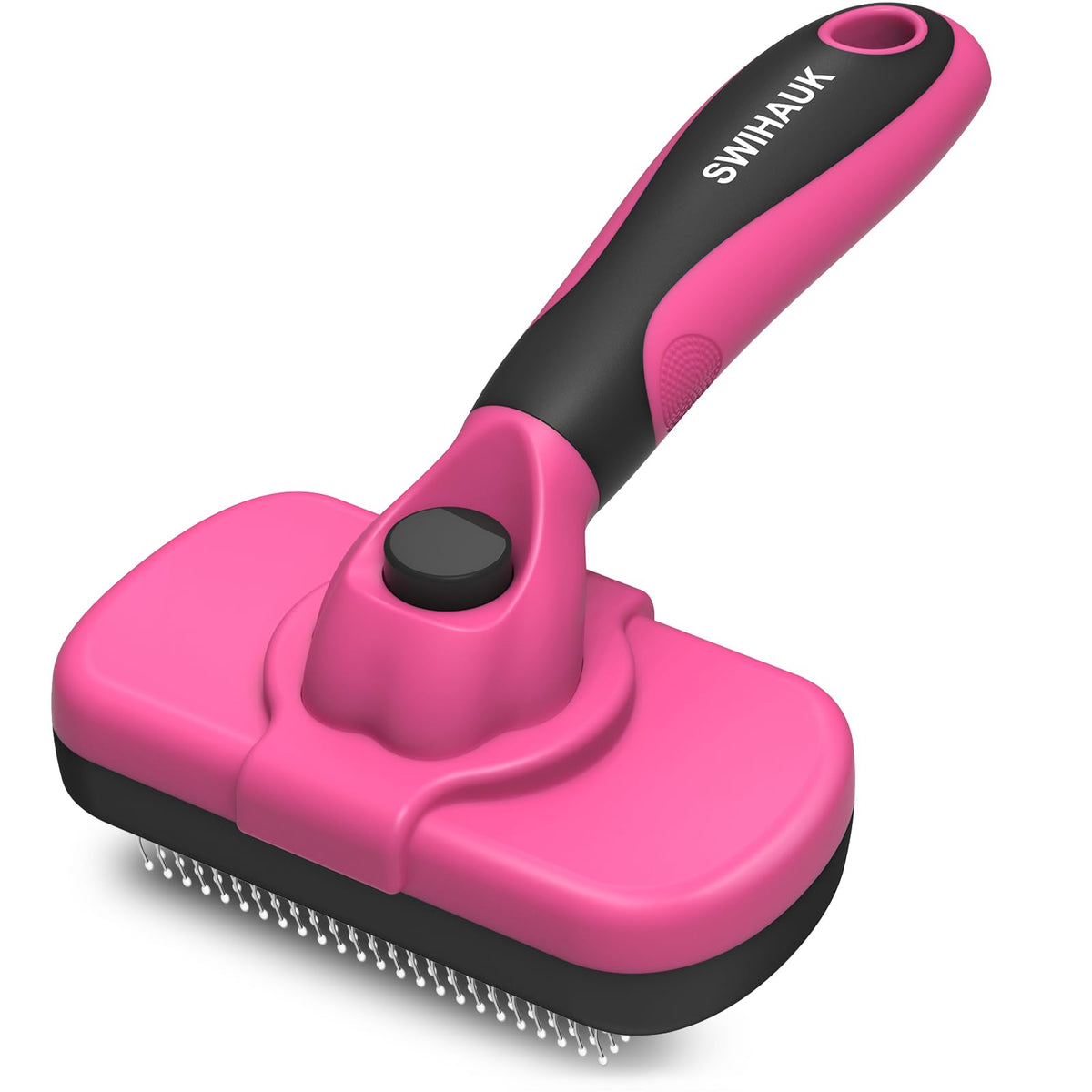 Swihauk self-cleaning slicker brush deshedding action reduces loose fur for pets.