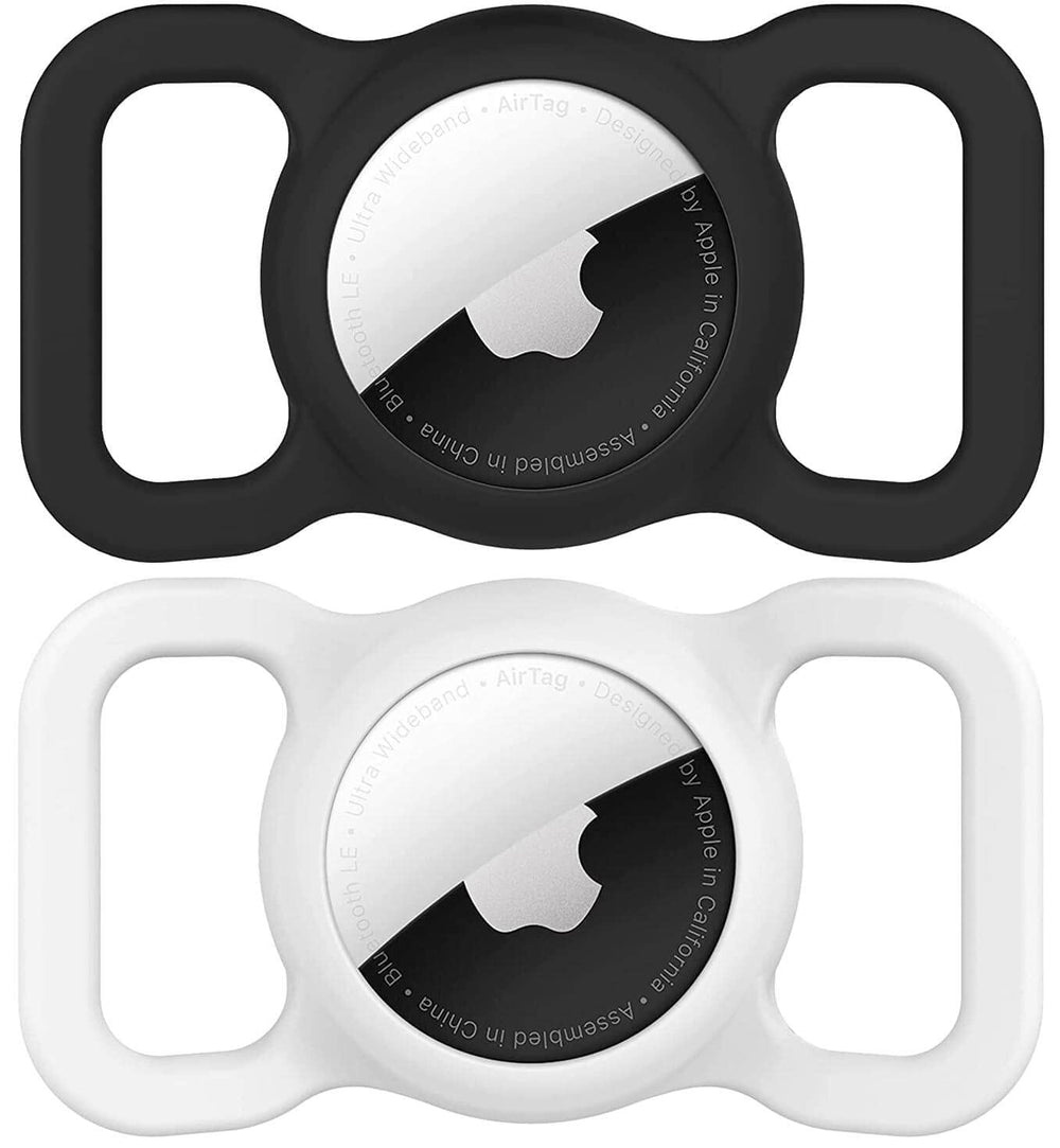 SWINCHO AirTag dog collar holder front view black for quick locate on pets
