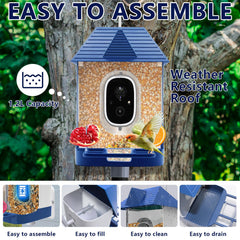 Swingers Solar-powered Bird Camera long-lasting battery for extended sessions.