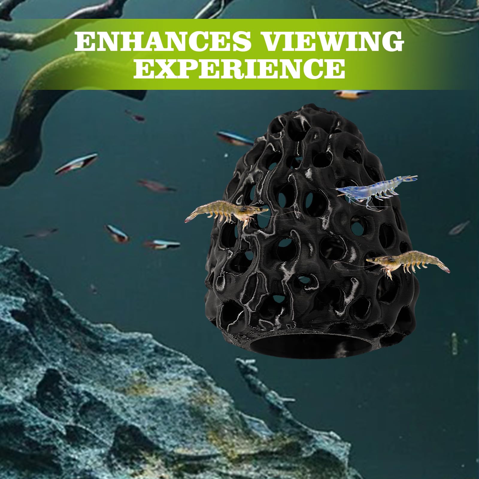 Swirge aquarium decor shrimps enjoying easy installation with suction cup attachment