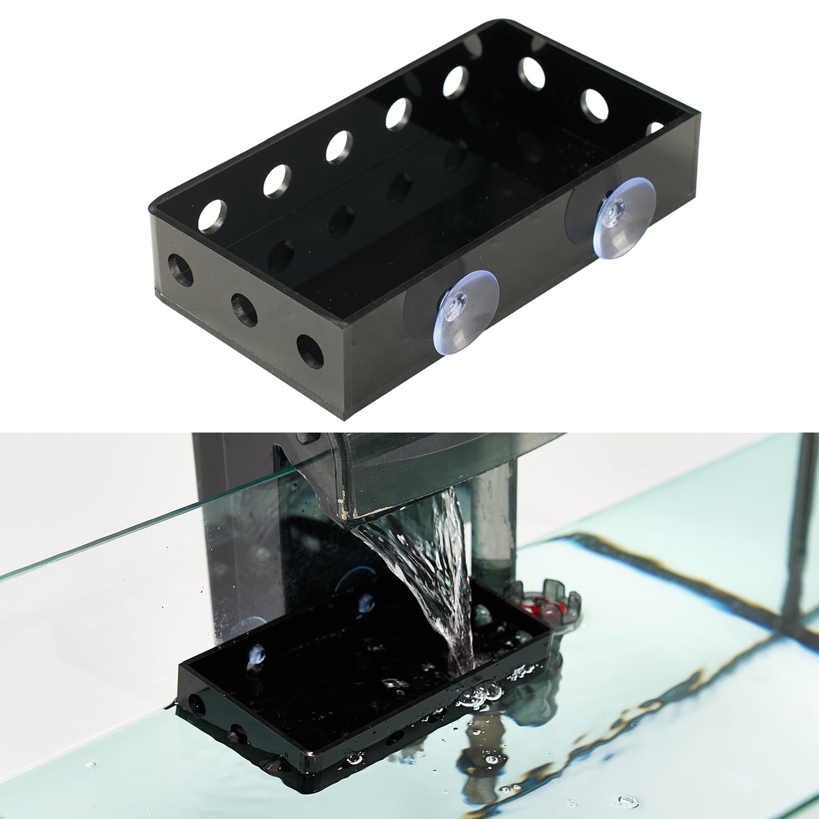 Swirge aquarium filter baffle with suction cup for secure mounting and calmer water flow.