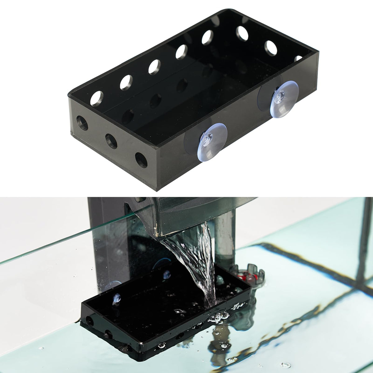 Swirge aquarium filter baffle with suction cup for secure mounting and calmer water flow.