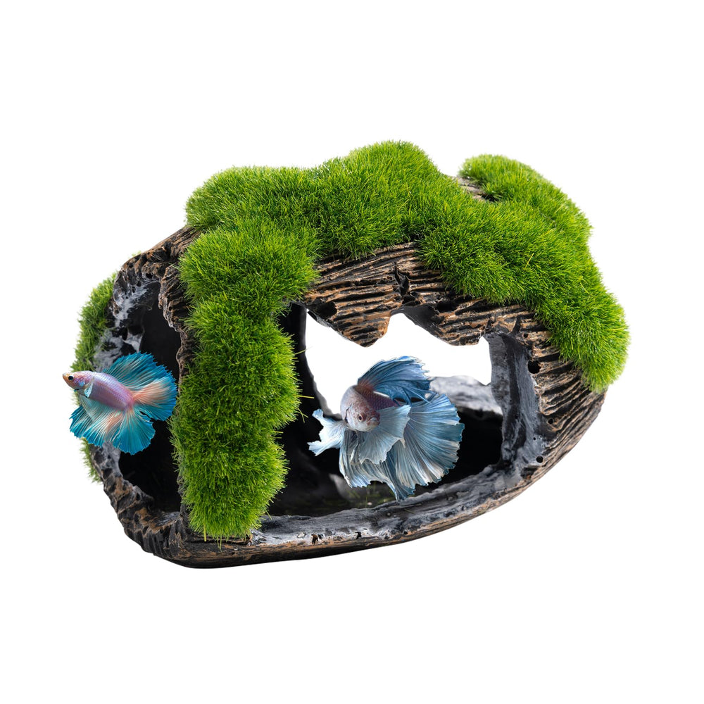 Swirge Betta broken barrel decor provides a rustic hideaway for Bettas and small fish.