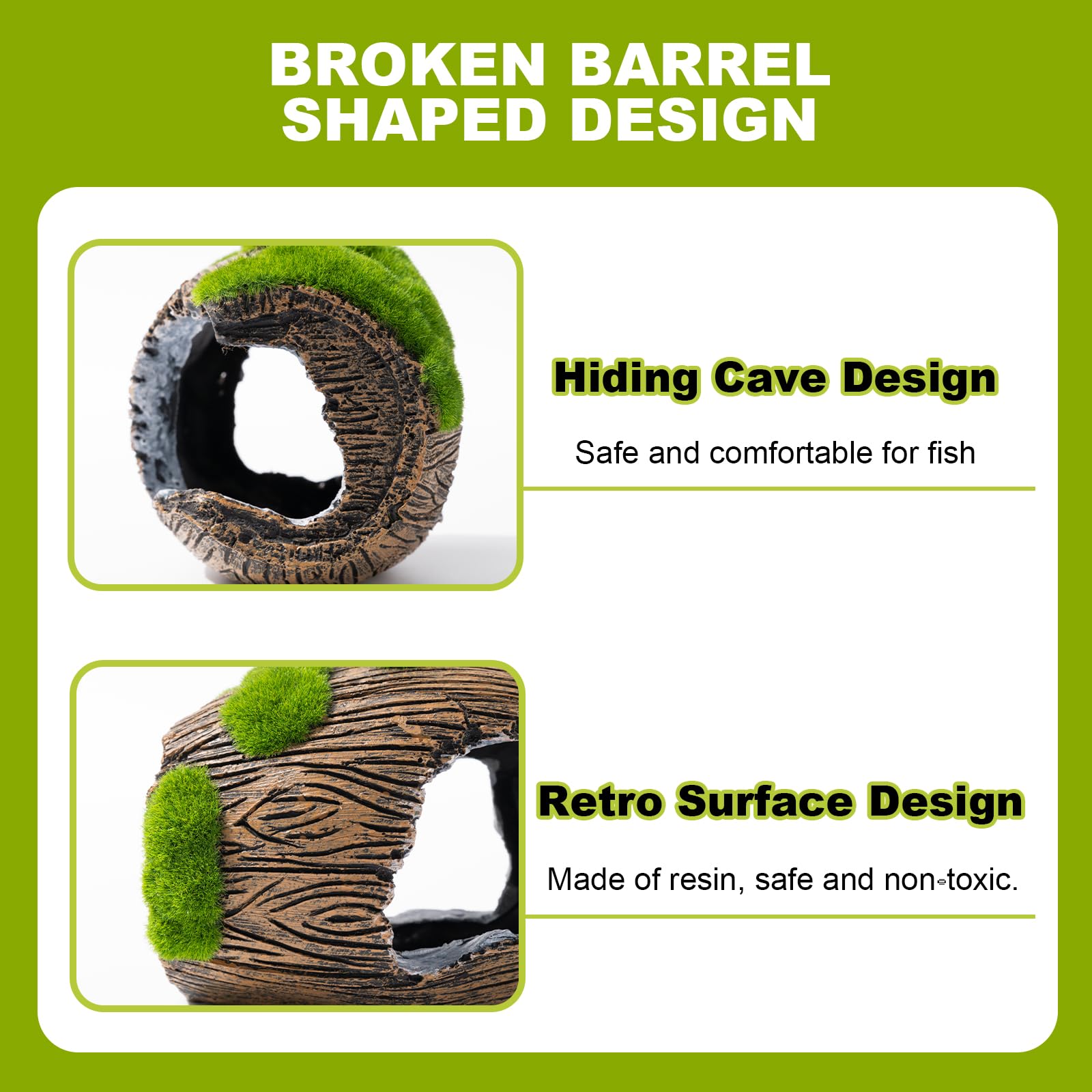 Swirge betta decor showcases worn barrel texture for natural aquarium aesthetics.