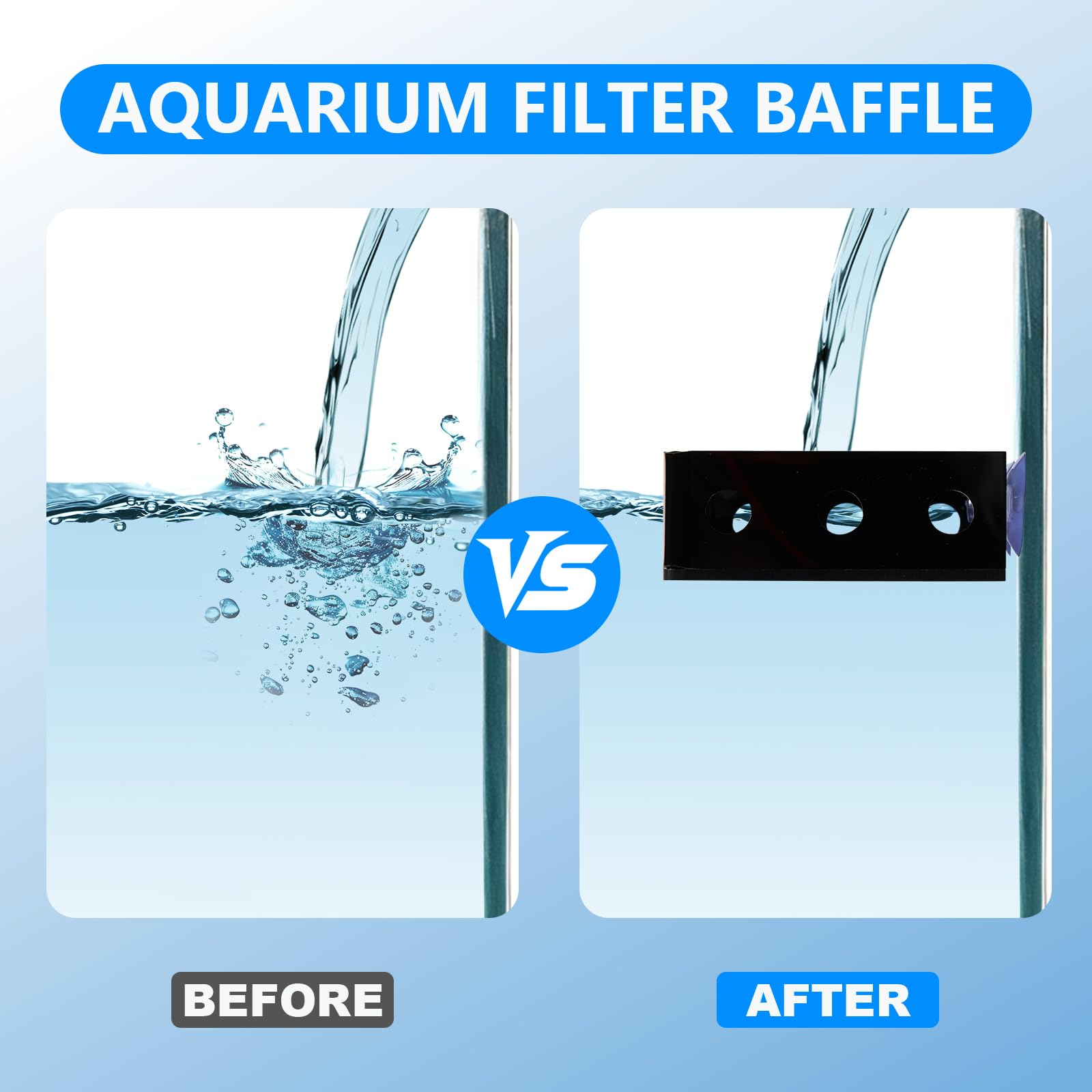Swirge square flow baffle diffuses water for reduced turbulence and a gentler surface.