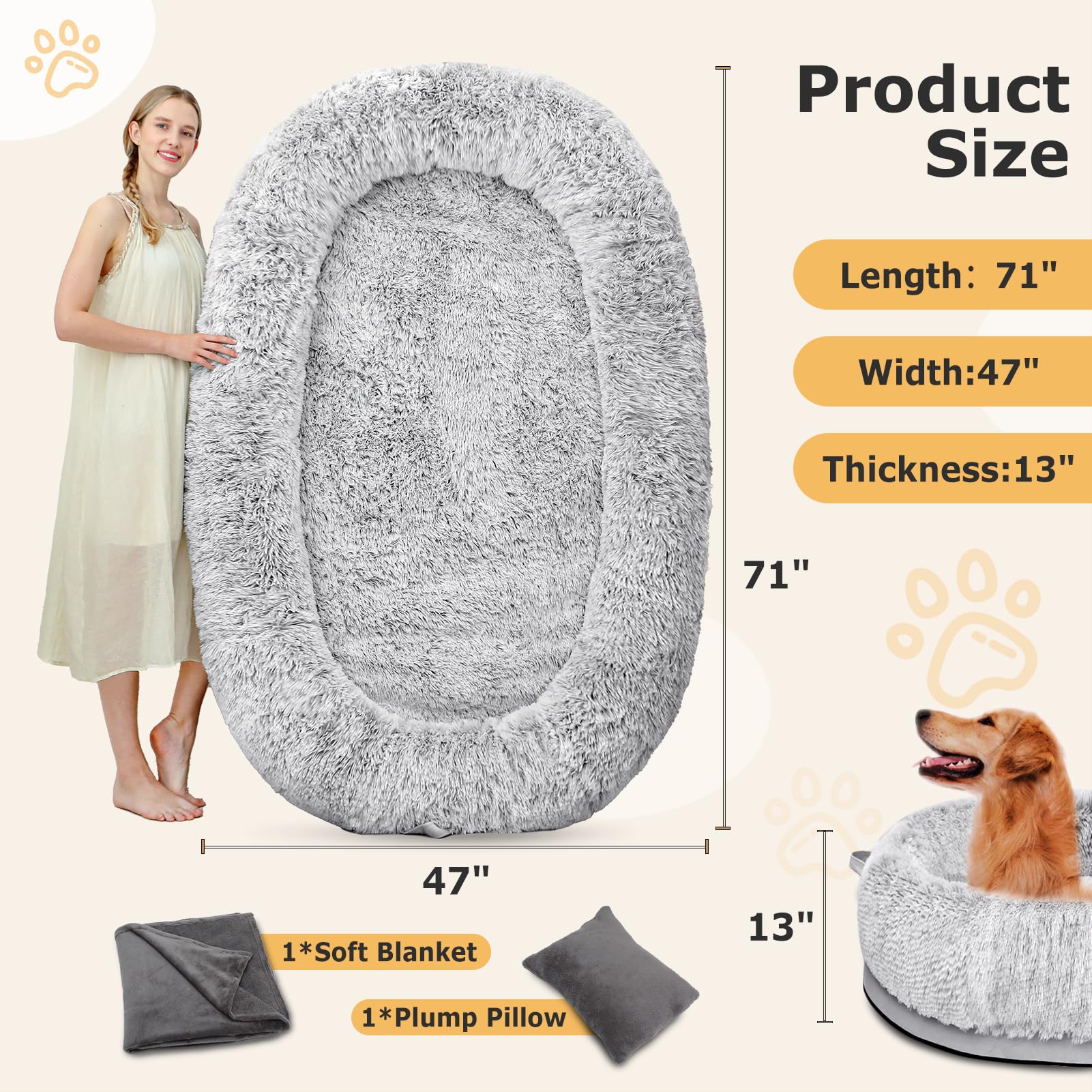 SWITTE human dog bed sides padded with foam for back support and comfort.