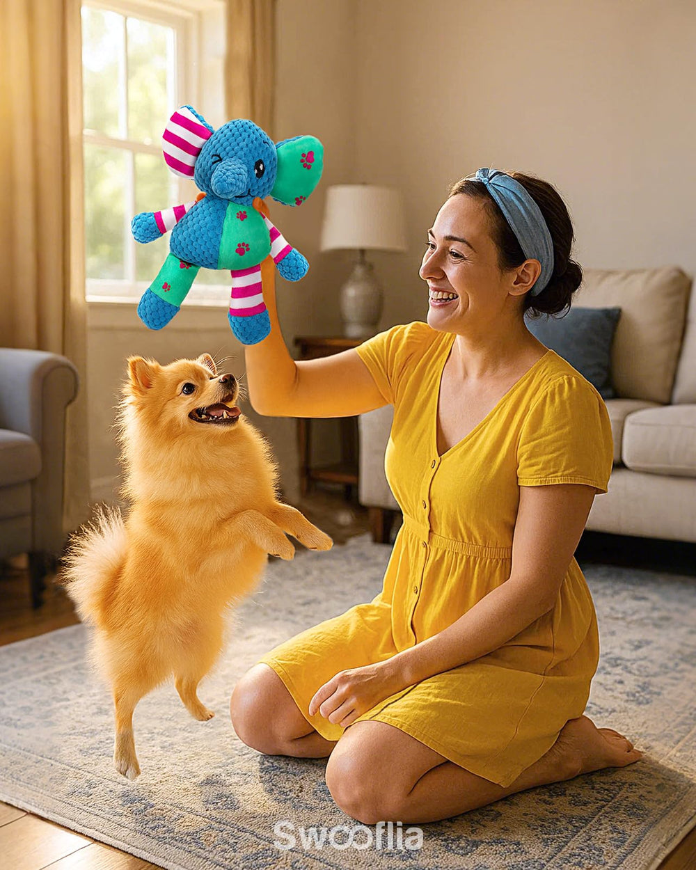 Swooflia Elephant Crinkle Dog Toy play-and-fetch setup fosters active exercise