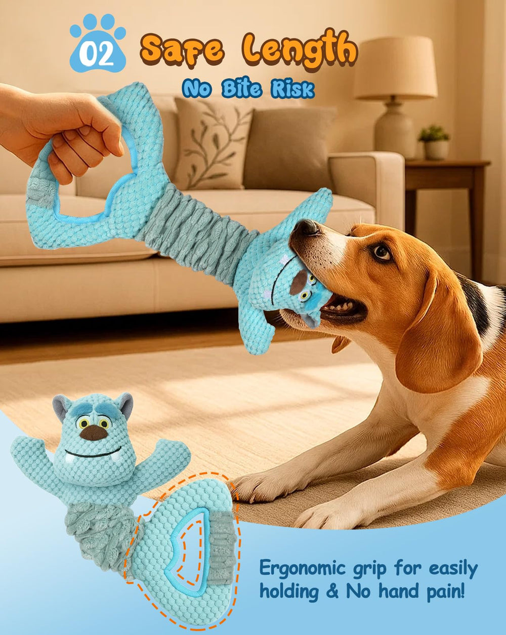 Swooflia Tug of War Toy squeaker in action drives engagement during play.