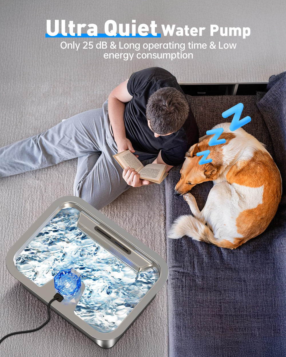 SwSun deeper drinking area for large breeds and multi-pet use