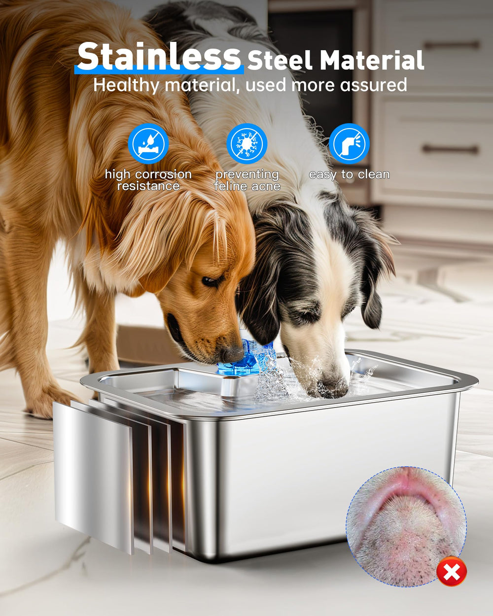 SwSun stainless steel dog water bowl durable and easy to clean